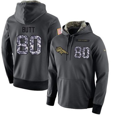 Nike Broncos #80 Jake Butt Stitched Black Men's Anthracite Salute to Service Player Performance Hoodie