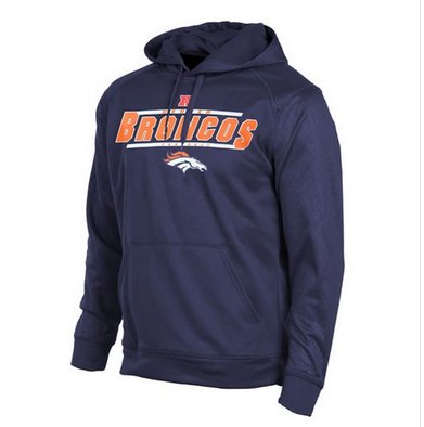 Denver Broncos Majestic Synthetic Hoodie Sweatshirt Navy Blue