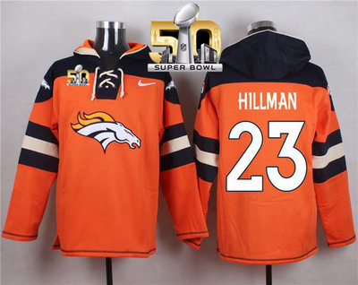 Denver Broncos #23 Ronnie Hillman Orange Super Bowl 50 Player Pullover NFL Hoodie