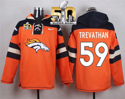 Nike Broncos #59 Danny Trevathan Orange Super Bowl 50 Player Pullover NFL Hoodie