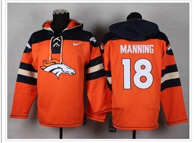 NEW Broncos #18 Peyton Manning Orange Player Pullover NFL Hoodie
