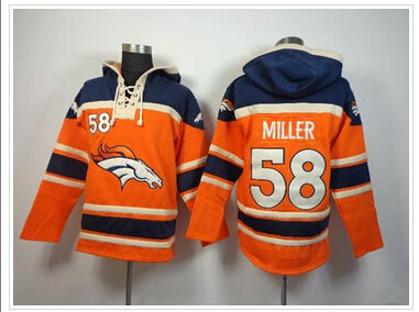 Denver Broncos #58 Von Miller Orange Sawyer Hooded Sweatshirt NFL Hoodie Denver Broncos #58 Von Miller Orange Sawyer Hooded Sweatshirt NFL Hoodie