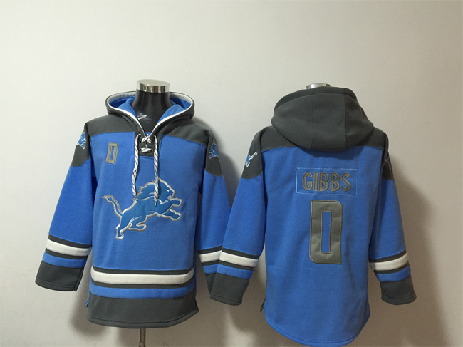 Men's Detroit Lions #0 Jahmyr Gibbs Blue Ageless Must-Have Lace-Up Pullover Hoodie Men's Detroit Lions #0 Jahmyr Gibbs Blue Ageless Must-Have Lace-Up Pullover Hoodie