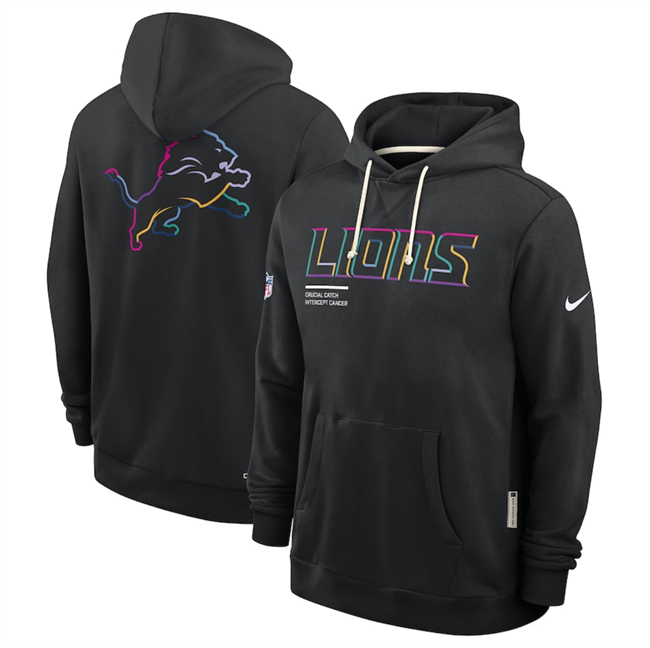 Men's Detroit Lions Black 2025 Crucial Catch Club Pullover Hoodie Men's Detroit Lions Black 2025 Crucial Catch Club Pullover Hoodie