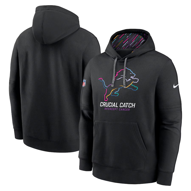 Men's Detroit Lions Black 2024 Crucial Catch Club Pullover Hoodie Men's Detroit Lions Black 2024 Crucial Catch Club Pullover Hoodie