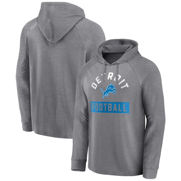 Men's Detroit Lions Heathered Gray No Time Off Raglan Pullover Hoodie Men's Detroit Lions Heathered Gray No Time Off Raglan Pullover Hoodie