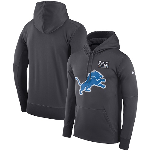 Men's Detroit Lions Nike Anthracite Crucial Catch Performance Pullover Hoodie Men's Detroit Lions Nike Anthracite Crucial Catch Performance Pullover Hoodie