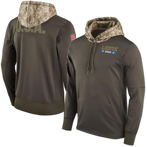Men's Detroit Lions Nike Olive Salute to Service Sideline Therma Pullover Hoodie Men's Detroit Lions Nike Olive Salute to Service Sideline Therma Pullover Hoodie