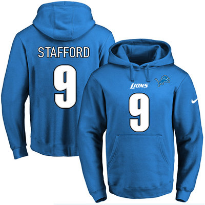 Nike Lions #9 Matthew Stafford Blue Name & Number Pullover NFL Hoodie Nike Lions #9 Matthew Stafford Blue Name & Number Pullover NFL Hoodie