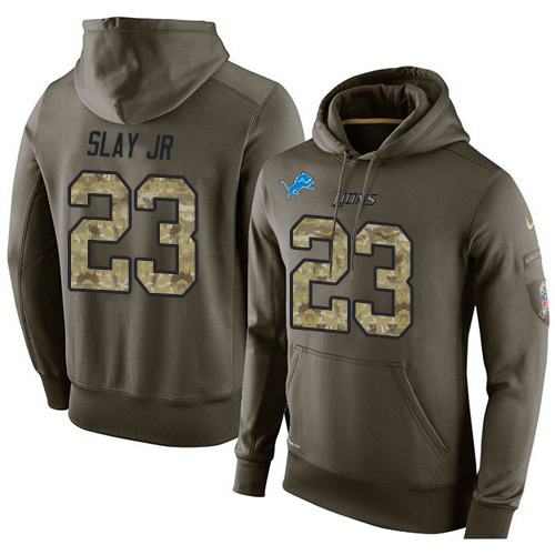 NFL Men's Nike Detroit Lions #23 Darius Slay JR Stitched Green Olive Salute To Service KO Performance Hoodie NFL Men's Nike Detroit Lions #23 Darius Slay JR Stitched Green Olive Salute To Service KO Performance Hoodie