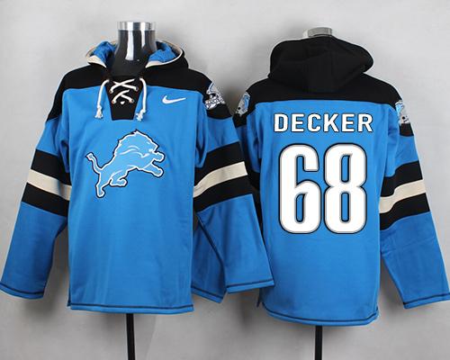 Nike Lions #68 Taylor Decker Blue Player Pullover NFL Hoodie Nike Lions #68 Taylor Decker Blue Player Pullover NFL Hoodie
