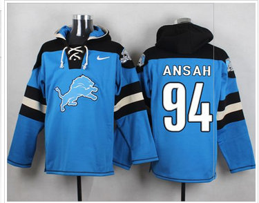 Nike Detroit Lions #94 Ziggy Ansah Blue Player Pullover NFL Hoodie Nike Detroit Lions #94 Ziggy Ansah Blue Player Pullover NFL Hoodie
