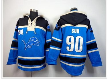 Detroit Lions #90 Ndamukong Suh Blue Sawyer Hooded Sweatshirt NFL Hoodie Detroit Lions #90 Ndamukong Suh Blue Sawyer Hooded Sweatshirt NFL Hoodie