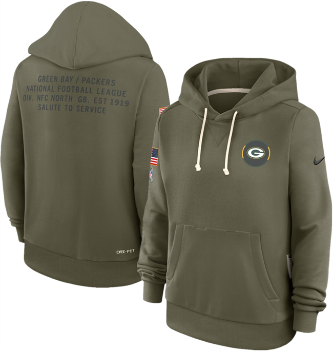 Women's Green Bay Packers Olive 2025 Salute to Service Sideline Standard Issue Dri-FIT Hoodie(Run Small) Women's Green Bay Packers Olive 2025 Salute to Service Sideline Standard Issue Dri-FIT Hoodie(Run Small)