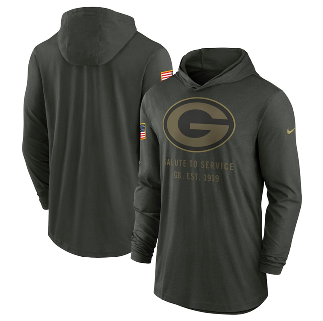 Men's Green Bay Packers Forest Green 2025 Salute to Service Sideline Dri-FIT Lightweight Pullover Hoodie Men's Green Bay Packers Forest Green 2025 Salute to Service Sideline Dri-FIT Lightweight Pullover Hoodie
