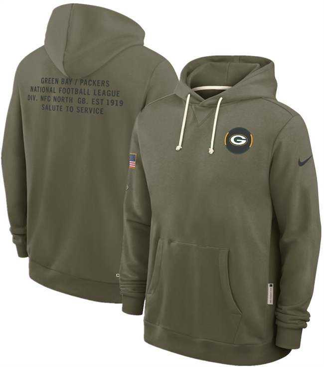 Men's Green Bay Packers Olive 2025 Salute to Service Pullover Hoodie Men's Green Bay Packers Olive 2025 Salute to Service Pullover Hoodie