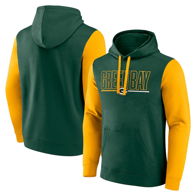 Men's Green Bay Packers Green Gold Outline Pullover Hoodie Men's Green Bay Packers Green Gold Outline Pullover Hoodie