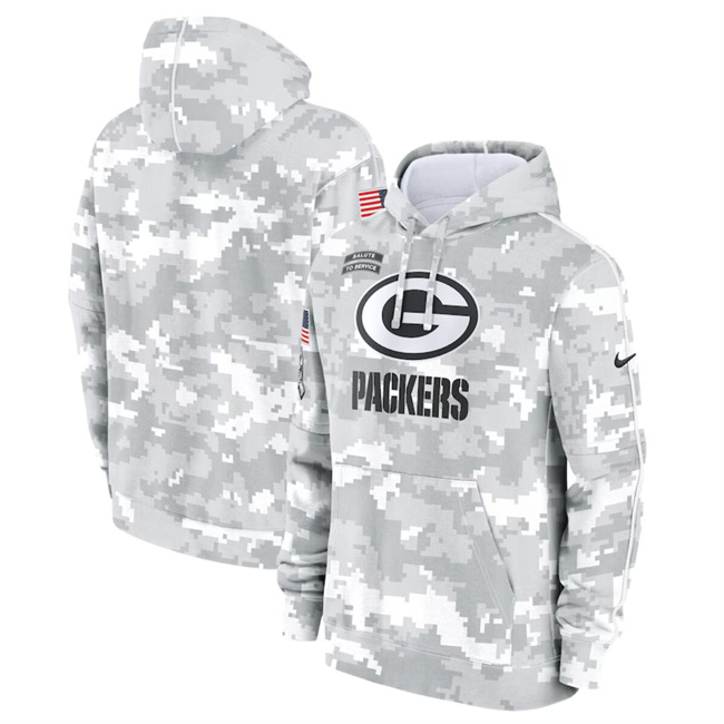 Men's Green Bay Packers 2024 Arctic Camo Salute To Service Club Fleece Pullover Hoodie Men's Green Bay Packers 2024 Arctic Camo Salute To Service Club Fleece Pullover Hoodie