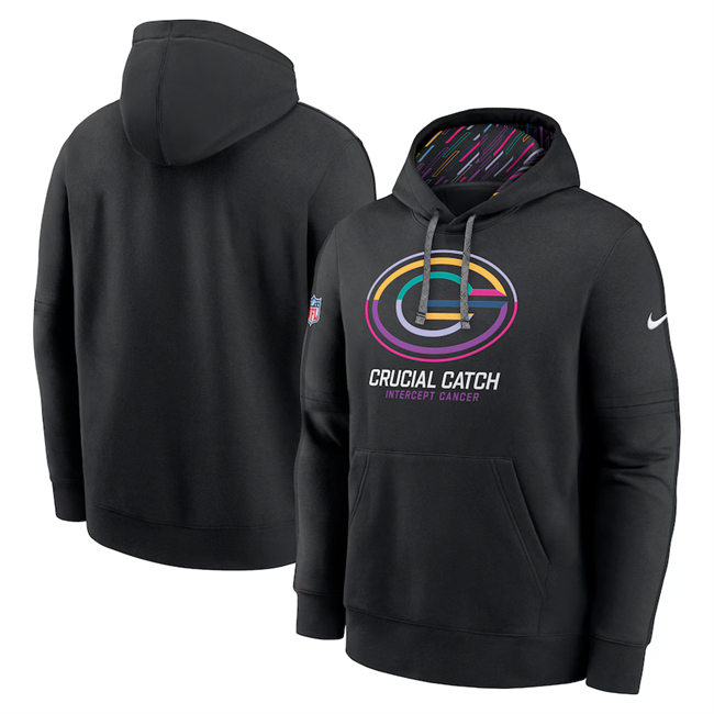 Men's Green Bay Packers Black 2024 Crucial Catch Club Pullover Hoodie Men's Green Bay Packers Black 2024 Crucial Catch Club Pullover Hoodie