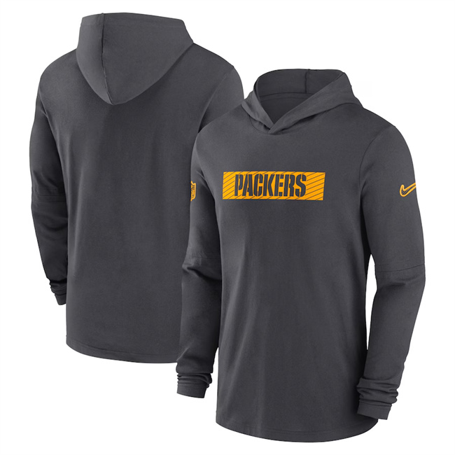 Men's Green Bay Packers Charcoal Sideline Performance Hoodie Men's Green Bay Packers Charcoal Sideline Performance Hoodie