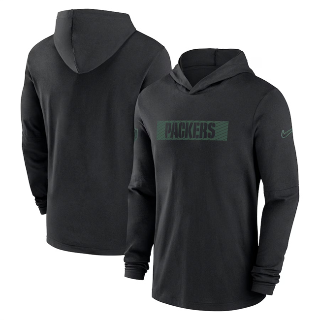 Men's Green Bay Packers Black Sideline Performance Hoodie Men's Green Bay Packers Black Sideline Performance Hoodie