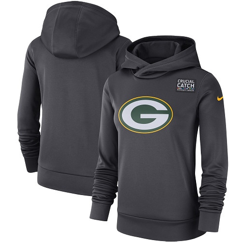 NFL Women's Green Bay Packers Nike Anthracite Crucial Catch Performance Pullover Hoodie NFL Women's Green Bay Packers Nike Anthracite Crucial Catch Performance Pullover Hoodie