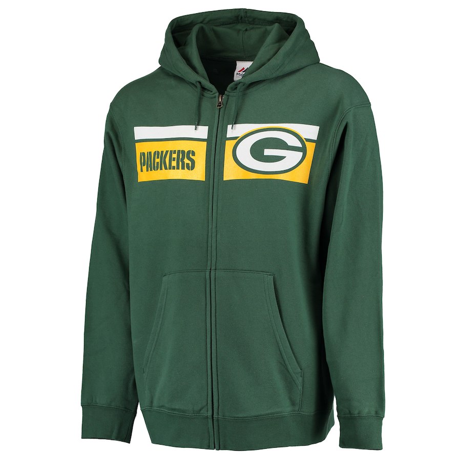 Green Bay Packers Majestic Touchback Full Zip Hoodie Green Green Bay Packers Majestic Touchback Full Zip Hoodie Green