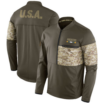 Nike Packers Olive Salute to Service Sideline Hybrid Half-Zip Pullover Jacket Nike Packers Olive Salute to Service Sideline Hybrid Half-Zip Pullover Jacket