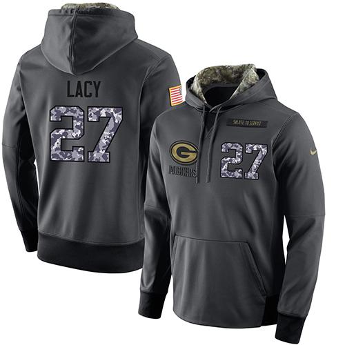 NFL Men's Nike Green Bay Packers #27 Eddie Lacy Stitched Black Anthracite Salute to Service Player Performance Hoodie NFL Men's Nike Green Bay Packers #27 Eddie Lacy Stitched Black Anthracite Salute to Service Player Performance Hoodie