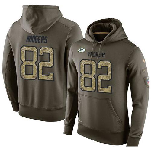 NFL Men's Nike Green Bay Packers #82 Richard Rodgers Stitched Green Olive Salute To Service KO Performance Hoodie NFL Men's Nike Green Bay Packers #82 Richard Rodgers Stitched Green Olive Salute To Service KO Performance Hoodie