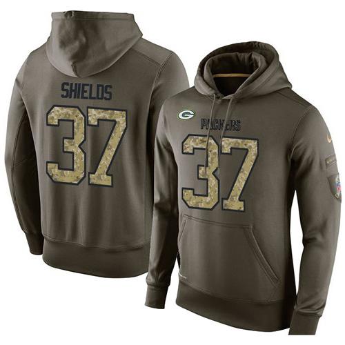 NFL Men's Nike Green Bay Packers #37 Sam Shields Stitched Green Olive Salute To Service KO Performance Hoodie NFL Men's Nike Green Bay Packers #37 Sam Shields Stitched Green Olive Salute To Service KO Performance Hoodie
