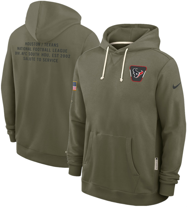 Men's Houston Texans Olive 2025 Salute to Service Pullover Hoodie Men's Houston Texans Olive 2025 Salute to Service Pullover Hoodie