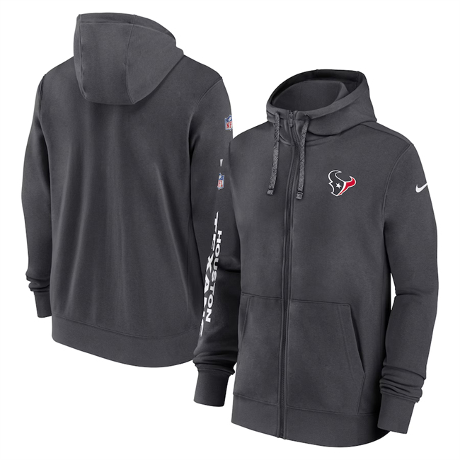 Men's Houston Texans Heather Charcoal 2024 Team Full-Zip Hoodie Men's Houston Texans Heather Charcoal 2024 Team Full-Zip Hoodie