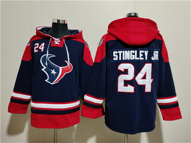 Men's Houston Texans #24 Derek Stingley Jr. Navy Ageless Must-Have Lace-Up Pullover Hoodie Men's Houston Texans #24 Derek Stingley Jr. Navy Ageless Must-Have Lace-Up Pullover Hoodie