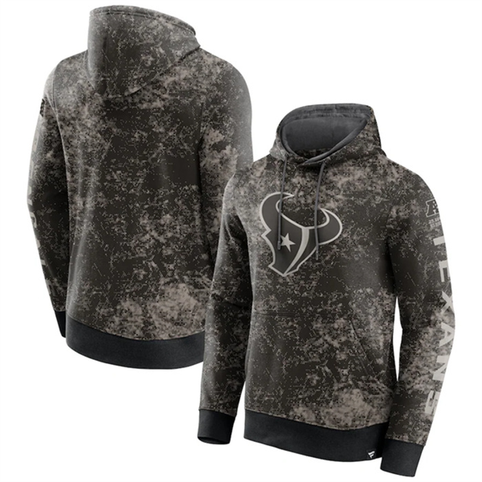 Men's Houston Texans Black Gray Blackout Tonal Pullover Hoodie Men's Houston Texans Black Gray Blackout Tonal Pullover Hoodie
