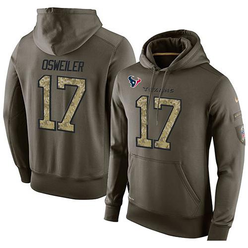 NFL Men's Nike Houston Texans #17 Brock Osweiler Stitched Green Olive Salute To Service KO Performance Hoodie NFL Men's Nike Houston Texans #17 Brock Osweiler Stitched Green Olive Salute To Service KO Performance Hoodie