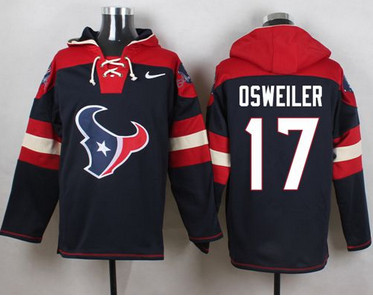 Nike Texans #17 Brock Osweiler Navy Blue Player Pullover NFL Hoodie