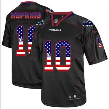NEW Houston Texans #10 DeAndre Hopkins Black NFL Elite USA Flag Fashion Jersey