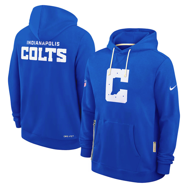 Men's Indianapolis Colts Royal Sideline Standard Issue Initial Home Dri-FIT Pullover Hoodie Men's Indianapolis Colts Royal Sideline Standard Issue Initial Home Dri-FIT Pullover Hoodie
