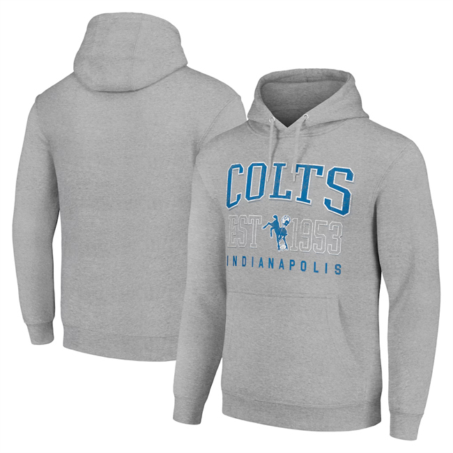 Men's Indianapolis Colts Grey Throwback Logo Pullover Hoodie Men's Indianapolis Colts Grey Throwback Logo Pullover Hoodie