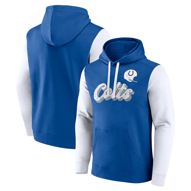 Men's Indianapolis Colts Blue White Fleece Pullover Hoodie Men's Indianapolis Colts Blue White Fleece Pullover Hoodie