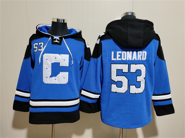 Men's Indianapolis Colts #53 Shaquille Leonard Blue Ageless Must-Have Lace-Up Pullover Hoodie Men's Indianapolis Colts #53 Shaquille Leonard Blue Ageless Must-Have Lace-Up Pullover Hoodie