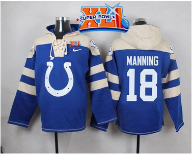 Nike Colts #18 Peyton Manning Royal Blue Super Bowl XLI Player Pullover NFL Hoodie Nike Colts #18 Peyton Manning Royal Blue Super Bowl XLI Player Pullover NFL Hoodie