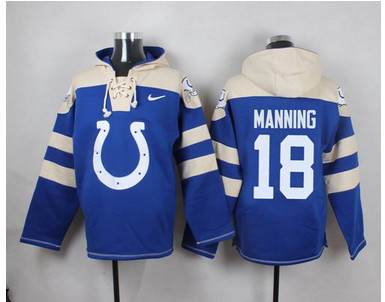 Nike Colts #18 Peyton Manning Royal Blue Player Pullover NFL Hoodie