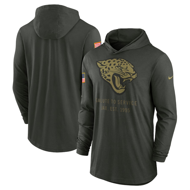 Men's Jacksonville Jaguars Forest Green 2025 Salute to Service Sideline Dri-FIT Lightweight Pullover Hoodie Men's Jacksonville Jaguars Forest Green 2025 Salute to Service Sideline Dri-FIT Lightweight Pullover Hoodie