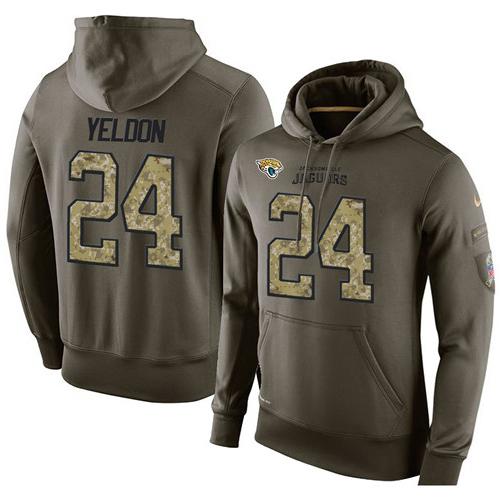 NFL Men's Nike Jacksonville Jaguars #24 T.J. Yeldon Stitched Green Olive Salute To Service KO Performance Hoodie NFL Men's Nike Jacksonville Jaguars #24 T.J. Yeldon Stitched Green Olive Salute To Service KO Performance Hoodie