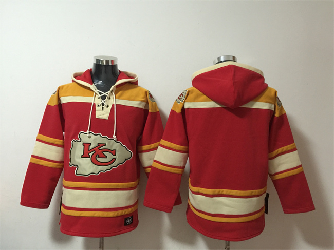 Men's Kansas City Chiefs Blank Red Lace-Up Pullover Hoodie Men's Kansas City Chiefs Blank Red Lace-Up Pullover Hoodie
