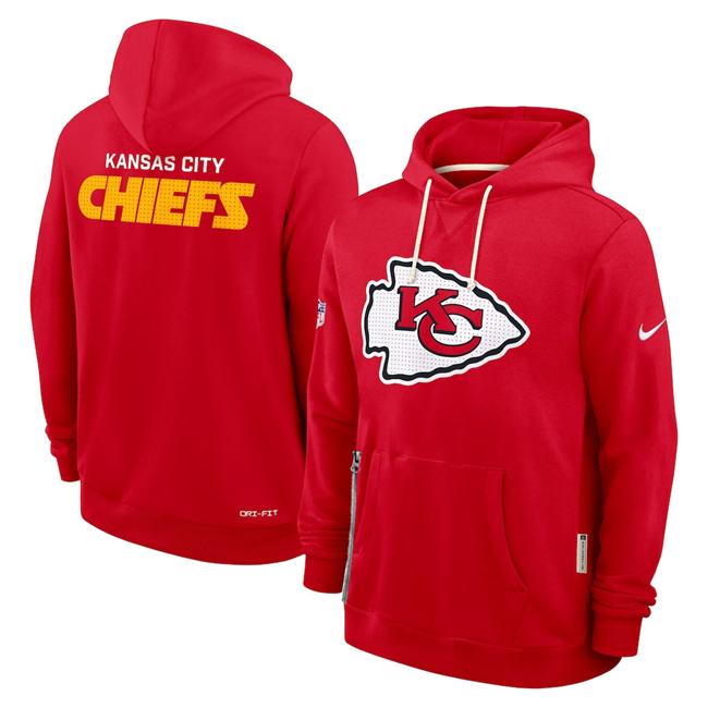 Men's Kansas City Chiefs Red Sideline Standard Issue Initial Home Dri-FIT Pullover Hoodie Men's Kansas City Chiefs Red Sideline Standard Issue Initial Home Dri-FIT Pullover Hoodie