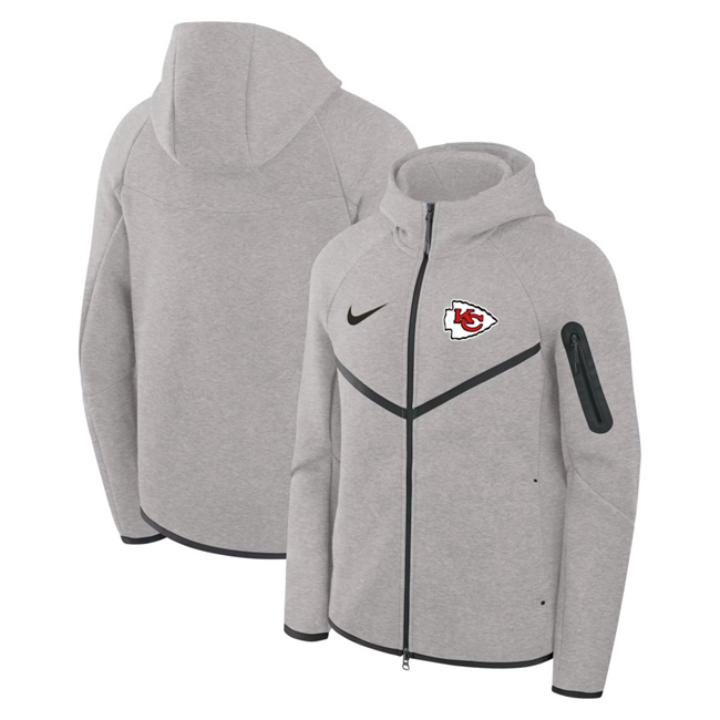 Men's Kansas City Chiefs Gray Tech Fleece Full-Zip Windrunner Hoodie Men's Kansas City Chiefs Gray Tech Fleece Full-Zip Windrunner Hoodie