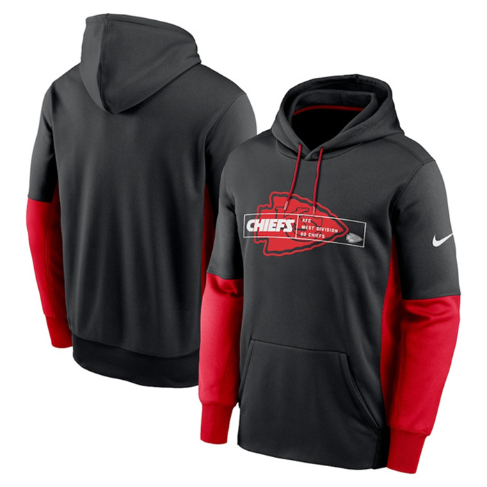 Men's Kansas City Chiefs Black Color Block Fleece Performance Pullover Hoodie Men's Kansas City Chiefs Black Color Block Fleece Performance Pullover Hoodie